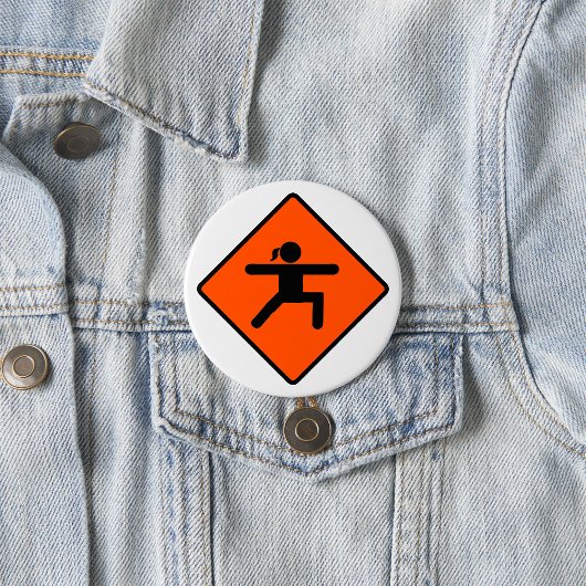 Yoga Crossing Bord Warriorhouding Stickfiguur Ronde Button 7,6 Cm