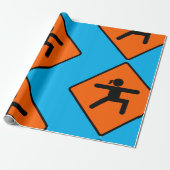 Yoga Crossing Sign Warrior Pose Stick Figuur Cadeaupapier (Uitgerold)