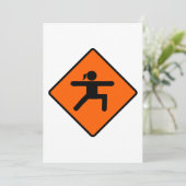 Yoga Crossing Sign Warrior Pose Stick Figuur Kaart (Staand voorkant)