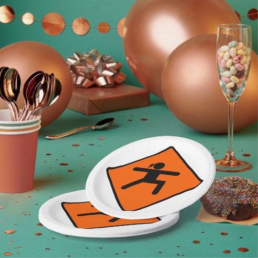 Yoga Crossing Sign Warrior Pose Stick Figuur Papieren Bordje