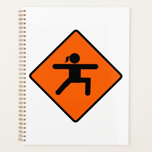 Yoga Crossing Sign Warrior Pose Stick Figuur Planner (Voorkant)
