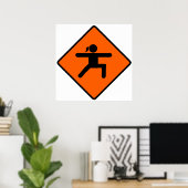 Yoga Crossing Sign Warrior Pose Stick Figuur Poster (Thuiskantoor)