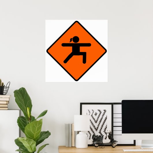 Yoga Crossing Sign Warrior Pose Stick Figuur Poster (Thuiskantoor)