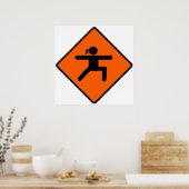 Yoga Crossing Sign Warrior Pose Stick Figuur Poster (Keuken)