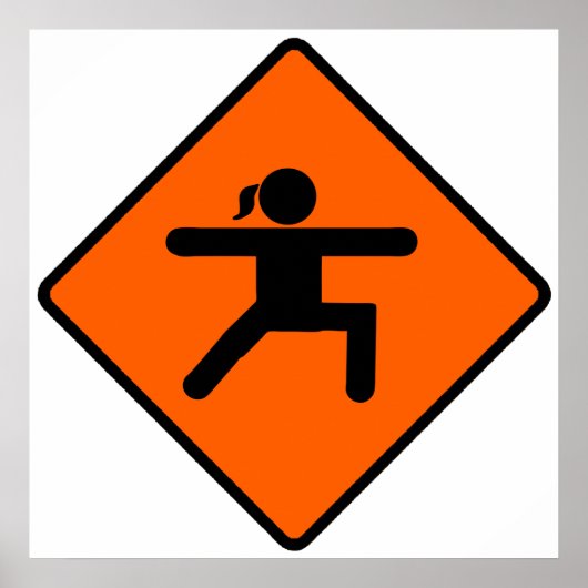 Yoga Crossing Sign Warrior Pose Stick Figuur Poster (Voorkant)