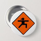 Yoga Crossing Sign Warrior Pose Stick Figuur Ronde Button 7,6 Cm (Voorkant /achterkant)