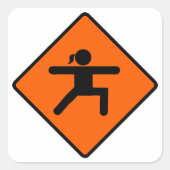 Yoga Crossing Sign Warrior Pose Stick Figuur Vierkante Sticker (Voorkant)