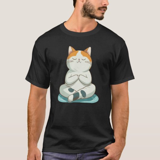 Yoga Cute Kitty Cat T-shirt (Voorkant)