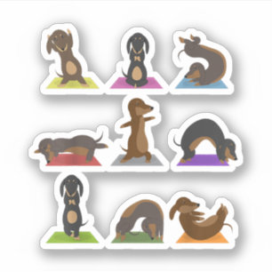 Yoga Dachshund Funny Meditation Hondenliefhebber G Sticker