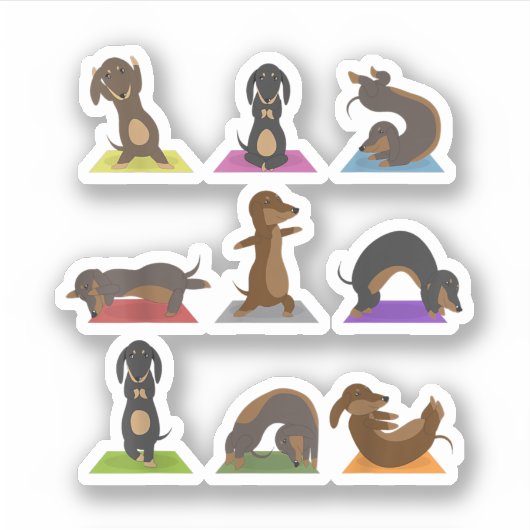 Yoga Dachshund Funny Meditation Hondenliefhebber G Sticker (Voorkant)