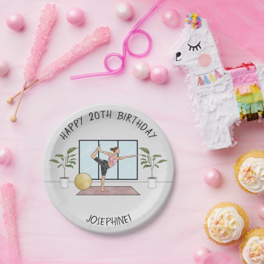Yoga Danser Pose Balance Workout Verjaardagsfeest Papieren Bordje (Feest)