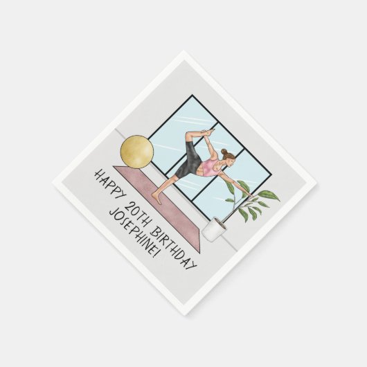 Yoga Danser Pose Balance Workout Verjaardagsfeest Servet (Hoek)