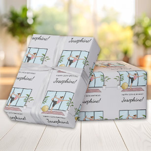 Yoga Danser Pose Workout Vrouw Gelukkige Verjaarda Cadeaupapier