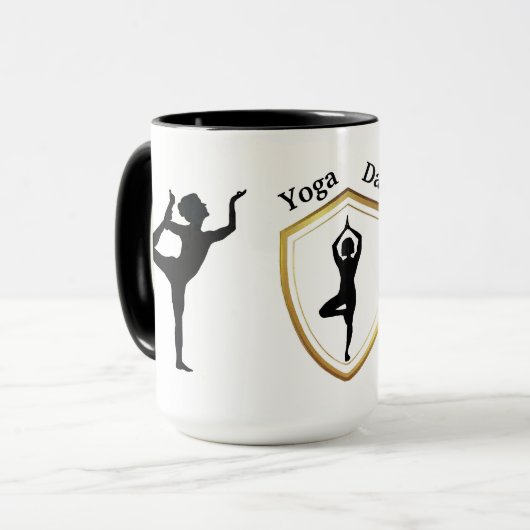 Yoga Day Black Silhouettes Mok (Voorkant links)