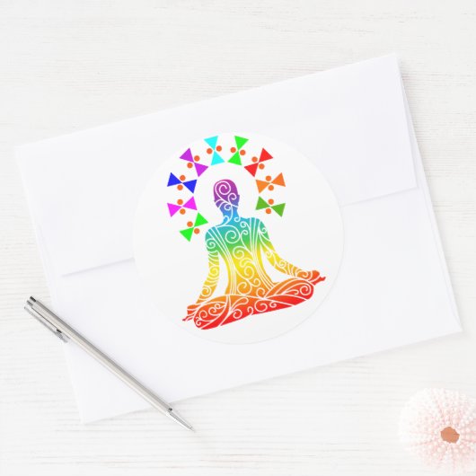Yoga Day Graphics Ronde Sticker (Envelop)