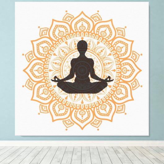 yoga (dhyana mudra) canvas afdruk (Insitu (Houten vloer))