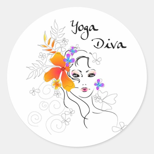 Yoga Diva Ronde Sticker (Voorkant)