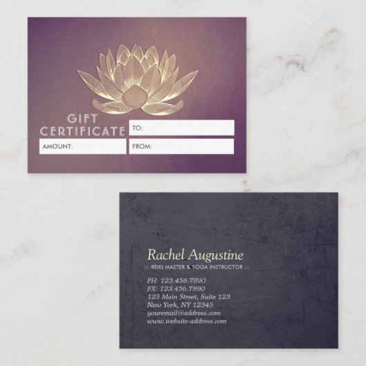 YOGA-docent Cadeaubon Lotus Kortingskaartje (Voorkant / Achterkant)