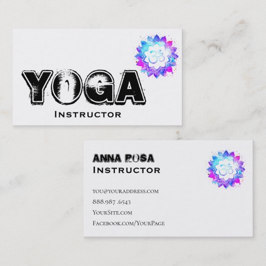 ** Yoga Docent Instructeur OM Lotus Mandala Visitekaartje (Voorkant / Achterkant)