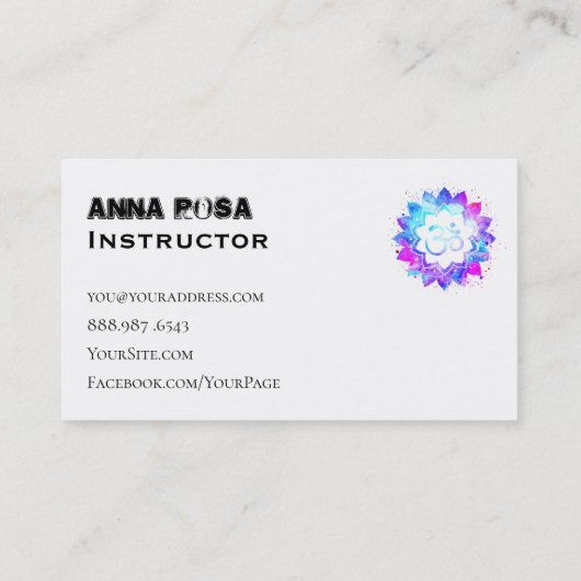 ** Yoga Docent Instructeur OM Lotus Mandala Visitekaartje (Achterkant)