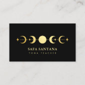 Yoga Docent Maan Fasen Zwart en Goud Visitekaartje (Voorkant)
