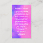 Yoga Docent Roze Paarse Boom Pose Visitekaartje (Achterkant)