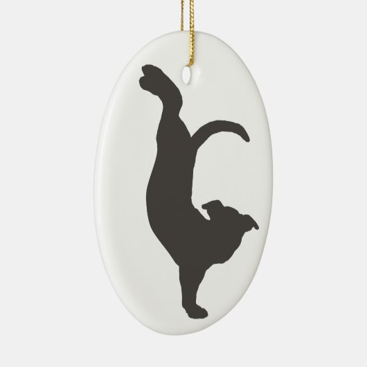 Yoga Dog Pitbull Silhouette Keramisch Ornament (Rechts)