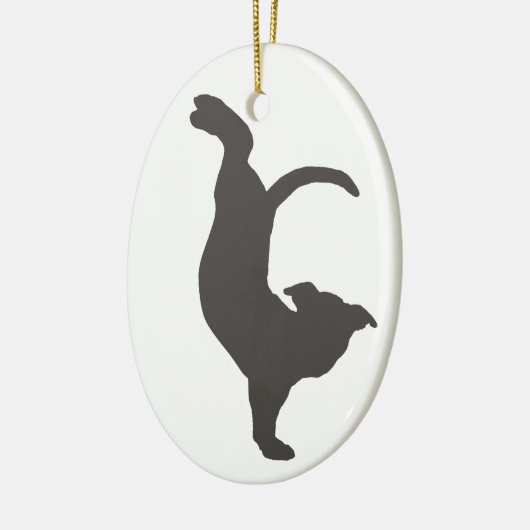 Yoga Dog Pitbull Silhouette Keramisch Ornament (Links)