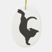 Yoga Dog Pitbull Silhouette Keramisch Ornament (Voorkant)