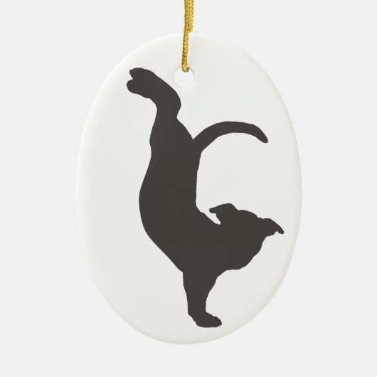 Yoga Dog Pitbull Silhouette Keramisch Ornament (Voorkant)
