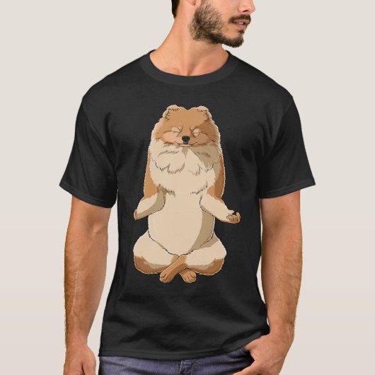 Yoga Dog Pomeranian T-shirt (Voorkant)
