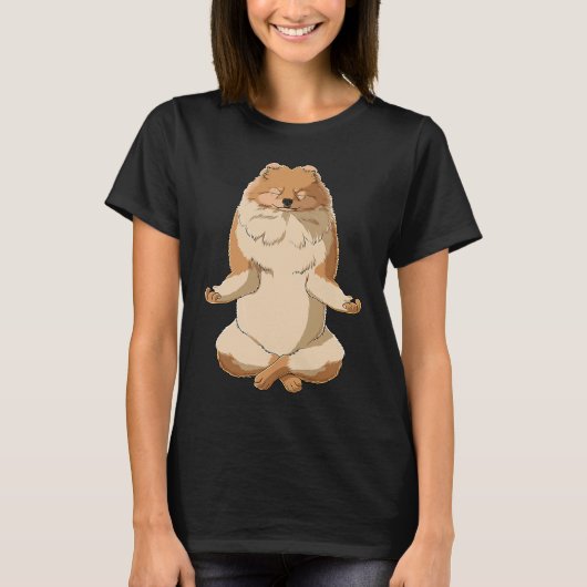 Yoga Dog Pomeranian T-shirt (Voorkant)