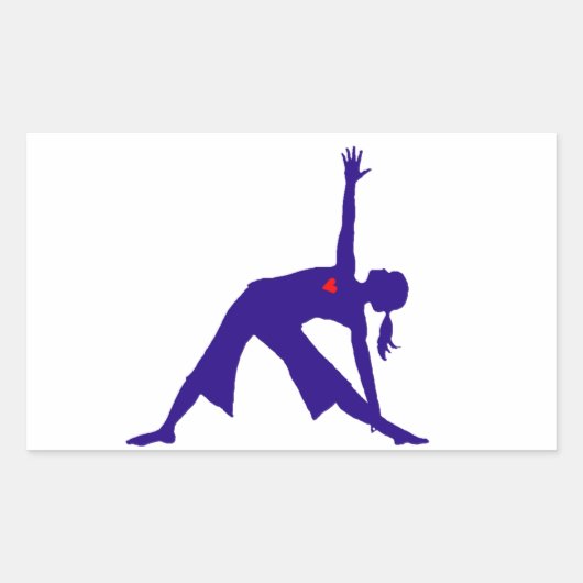 Yoga Driehoek Pose Silhouet Met Hart Rechthoekige Sticker (Voorkant)