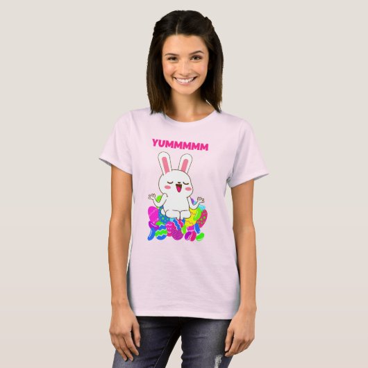 Yoga Easter bunny meditate yum jelly beans snoep T T-shirt (Voorkant volledig)