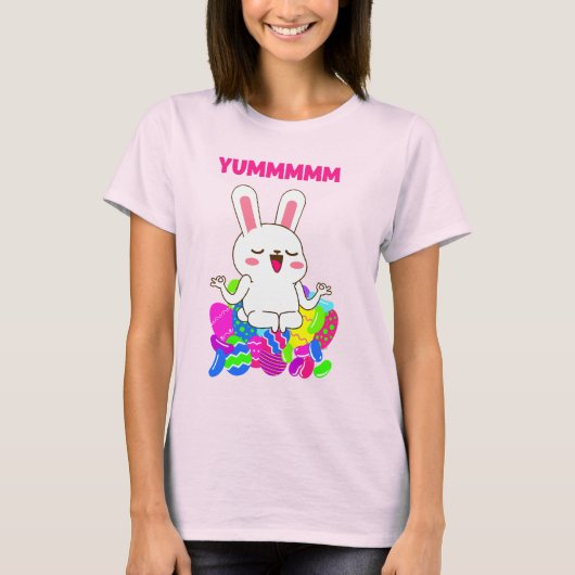 Yoga Easter bunny meditate yum jelly beans snoep T T-shirt (Voorkant)