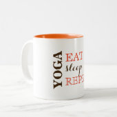 Yoga, Eat, Slaap, Herhaal Tweekleurige Koffiemok (Voorkant links)