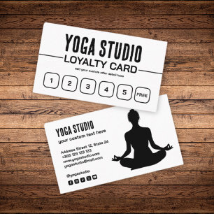 Yoga Eenvoudige Zwart-Wit Loyaliteit Kaart Klantenkaartje