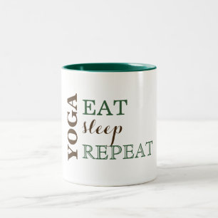 Yoga, Eet, Slaap, Herhaal Tweekleurige Koffiemok