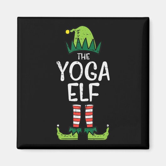 Yoga Elf Xmas PJ's die met kerstpyjama's overeenko Magneet (Voorkant)