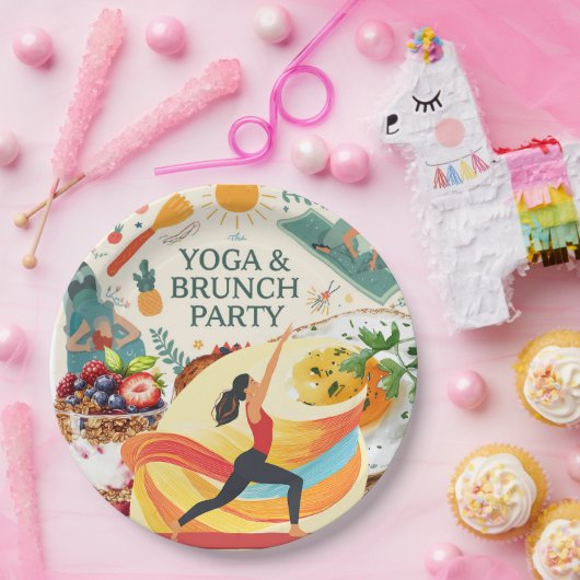 Yoga en brunch papieren bordje (Feest)