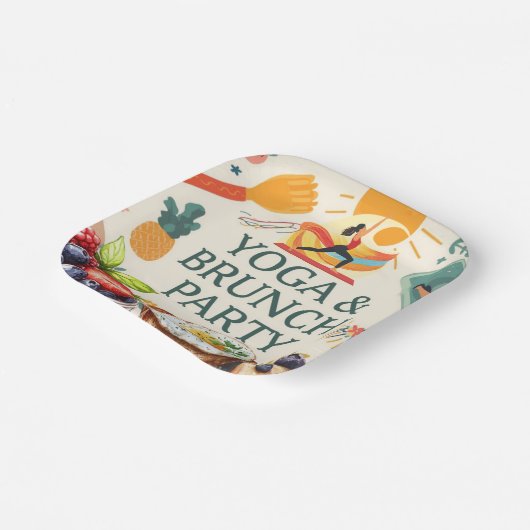 Yoga en brunch papieren bordje (Gebogen)