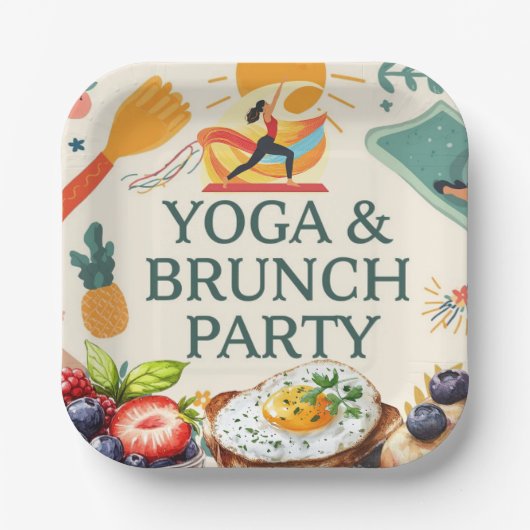 Yoga en brunch papieren bordje (Voorkant)