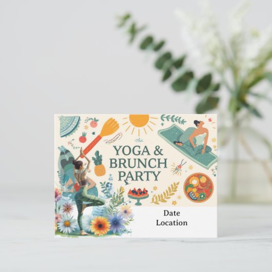 Yoga en brunch uitnodiging (Staand voorkant)
