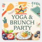 Yoga en brunch vierkante sticker (Voorkant)