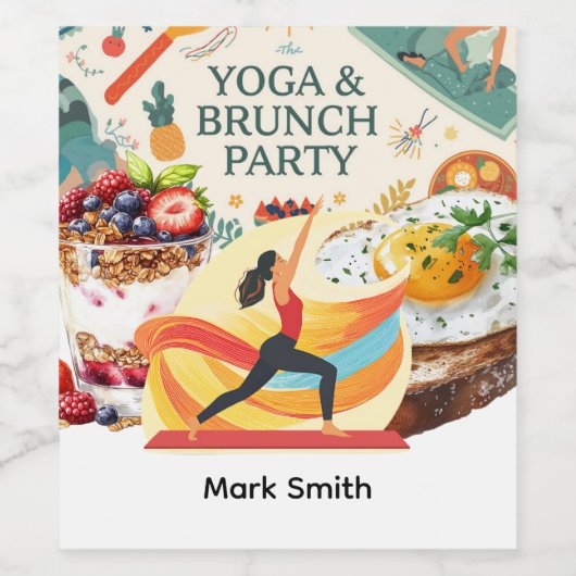 Yoga en brunch wijn etiket (Enkel label)