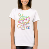 Yoga en Coffee Pastel gemarmerd op wit T-shirt (Voorkant)