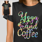 Yoga en Coffee Pastel gemarmerd op zwarte T-shirt