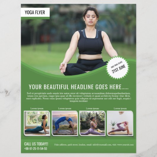 Yoga en Fitness Flyer Sjabloon (Voorkant)