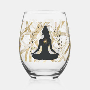 YOGA en gouden sterrenkunde patroon Wijnglas Zonder Voet