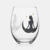 YOGA en gouden sterrenkunde patroon Wijnglas Zonder Voet (Achterkant)